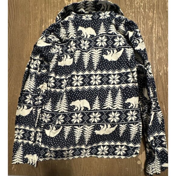 Old Navy Christmas Holiday Pajamas PJ's Blue Fair Isle Flannel Cotton Set Small - Picture 5 of 12